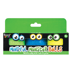 Squishy Mindful Monster Balls Green Blue Yellow Set of 3